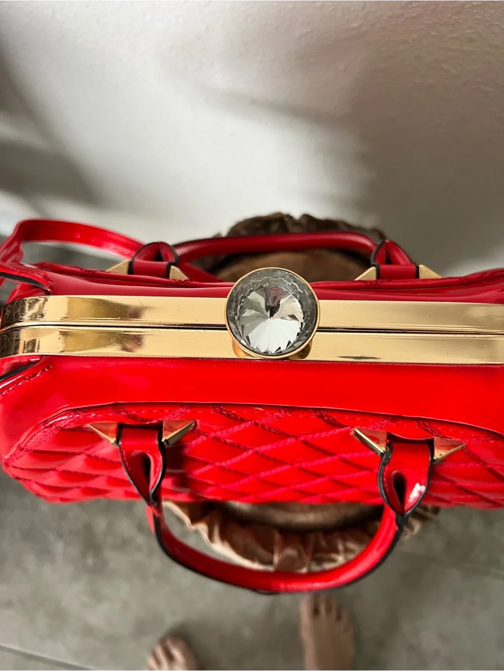 Quilted Patent crossbody Handbag in Red. NWOT